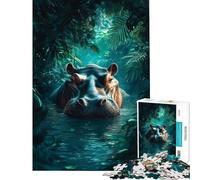 Puzzle per ragazzi da 1000 pezzi puzzle misterioso con ippopotamo nella giungla gioco rompicapo per adulti ideale per passare il tempo durante le vacanze compleanno e Natale (50x75cm)