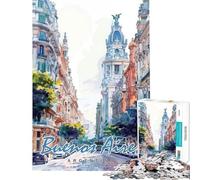 Puzzle per ragazzi da 1000 pezzi raffigurante Buenos Aires con acquerelli Un gioco pratico divertente e umoristico ideale come regalo antistress (dimensioni 38x52cm)