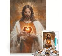 Puzzle per ragazzi da 1000 pezzi raffigurante Gesù che tiene il Sacro Cuore decorazione da parete gioco impegnativo e stimolante regalo perfetto 50x75cm