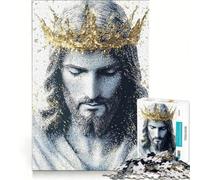 Puzzle per ragazzi da 1000 pezzi raffigurante Gesù Cristo con la corona d'oro antistress sfida impegnativa per rafforzare l'amore tra le coppie 38x26cm
