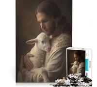 Puzzle per ragazzi da 1000 pezzi raffigurante Gesù Cristo con l'agnello decorazione da parete gioco impegnativo e stimolante regalo perfetto 38x52cm