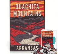Puzzle per ragazzi da 1000 pezzi raffigurante i monti Ouachita in Arkansas, un gioco impossibile, ideale come regalo di compleanno, con poster e foglio di curiosità abbinati 50x75cm