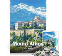 Puzzle per ragazzi da 1000 pezzi raffigurante il Monte Athos Grecia gioco fai-da-te stimola la memoria con poster e foglio di curiosità abbinati 50x75cm