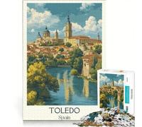 Puzzle per ragazzi da 1000 pezzi raffigurante la città medievale di Toledo, un gioco divertente che allena la mente e la manualità, ideale come decorazione da scrivania 50x75cm