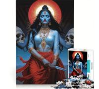Puzzle per ragazzi da 1000 pezzi raffigurante la Dea Divina Oscura Kali con teschi e coltello, giocattolo fai-da-te, attività interattive genitore-figlio, compleanno e Natale 50x75cm