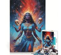 Puzzle per ragazzi da 1000 pezzi raffigurante la dea Kali con teschi e fiamme, gioco educativo, per divertimento in famiglia, regalo di compleanno, regalo di viaggio 38x26cm