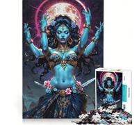 Puzzle per ragazzi da 1000 pezzi raffigurante la dea Kali sotto il bagliore lunare gioco educativo migliora la memoria con poster e foglio di curiosità abbinati 50x75cm