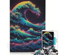 Puzzle per ragazzi da 1000 pezzi raffigurante la Grande Onda di Kanagawa un gioco educativo che migliora la memoria con poster e foglio di curiosità abbinati 38x52cm