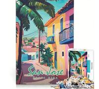 Puzzle per ragazzi da 1000 pezzi raffigurante San José Costa Rica un dipinto un gioco fai-da-te utile per migliorare la memoria con poster e foglio di curiosità abbinati 50x75cm