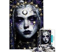 Puzzle per ragazzi da 1000 pezzi raffigurante una donna celeste con luna e stelle Puzzle fai-da-te per ragazzi ideale per la decorazione della casa e come regalo per tutta la famiglia (38x52cm)