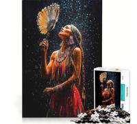 Puzzle per ragazzi da 1000 pezzi raffigurante una donna nativa americana con ventaglio Gioco pratico ideale per divertirsi in famiglia perfetto come regalo per tutta la famiglia 38x52cm