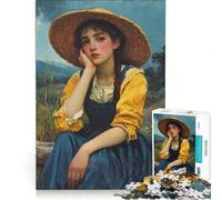Puzzle per ragazzi da 1000 pezzi raffigurante una giovane donna con un cappello di paglia Un gioco divertente che allena la mente e la manualità Adatto anche come decorazione da scrivania 38x26cm