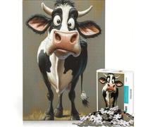Puzzle per ragazzi da 1000 pezzi raffigurante una mucca, gioco impossibile, sfida difficile, compleanno e altre occasioni 38x52cm