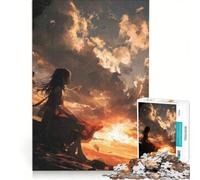 Puzzle per ragazzi da 1000 pezzi raffigurante una ragazza su una scogliera al tramonto, decorazione da parete, ideale per il divertimento in famiglia, regalo di compleanno o di viaggio 50x75cm