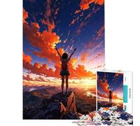 Puzzle per ragazzi da 1000 pezzi ragazza al tramonto sulla cima di una montagna ideale per compleanni e Natale Gioco impegnativo e stimolante per ragazzi dai 14 anni in su (38x52cm)