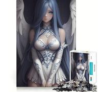 Puzzle per ragazzi da 1000 pezzi,ragazza anime angelo dai capelli blu,grafica di alta qualità,gioco per la concentrazione,divertimento per il tempo libero,regalo artistico di Natale 38x52cm