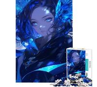 Puzzle per ragazzi da 1000 pezzi ragazza anime blu con cristallo Attività divertenti da fare a casa migliora la memoria giochi rilassanti per ragazzi dai 14 anni in su (38x26cm)