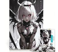Puzzle per ragazzi da 1000 pezzi, ragazza anime con ali d'angelo oscure, gioco impossibile, regalo di compleanno, con poster abbinato e foglio di curiosità 38x52cm