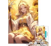 Puzzle per ragazzi da 1000 pezzi ragazza anime con bastone in un campo di girasoli Gioco interattivo ed educativo ideale come regalo per chi ama i giochi di analisi e logica (dimensioni 50x75cm)
