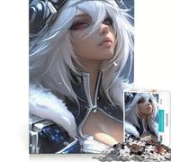 Puzzle per ragazzi da 1000 pezzi, ragazza anime con capelli bianchi, gioco divertente, allena la mente e le mani, adatto come decorazione da scrivania 50x75cm