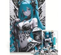 Puzzle per ragazzi da 1000 pezzi, ragazza anime con capelli blu, videogiochi, giochi divertenti, allena la mente e le mani, adatto come decorazione da scrivania 38x26cm