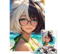 Puzzle per ragazzi da 1000 pezzi ragazza anime con orecchie da gatto ideale per compleanno e Natale Giocattolo per migliorare la memoria decorazione da parete Adatto a persone dai 14 anni in su