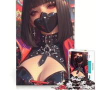 Puzzle per ragazzi da 1000 pezzi, ragazza anime in pelle nera, videogiochi, giochi divertenti, allena la mente e le mani, adatto come decorazione da scrivania 38x52cm
