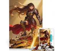 Puzzle per ragazzi da 1000 pezzi, ragazza cavaliere anime con drago, gioco divertente, allena la mente e la mano, adatto come decorazione da scrivania 50x75cm
