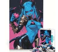 Puzzle per ragazzi da 1000 pezzi, ragazza demone blu con cuore, gioco rompicapo, impegnativo da completare, ideale come regalo per tutta la famiglia 38x26cm