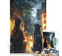 Puzzle per ragazzi da 1000 pezzi: Ragazza in una strada giapponese sotto la pioggia, Gioco impossibile, Sfida difficile, compleanno e altre occasioni 38x52cm