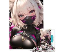 Puzzle per ragazzi da 1000 pezzi ragazza ninja anime con orecchie da gatto sfida educativa gioco rompicapo difficile per ragazzi dai 14 anni in su 38x26cm