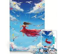 Puzzle per ragazzi da 1000 pezzi: Ragazza sull'altalena con gabbiani, gioco educativo, migliora la memoria, gioco stimolante, regalo 38x52cm