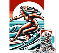 Puzzle per ragazzi da 1000 pezzi ragazza surfista Wpap Pop Art gioco pratico stimolante giocattolo idee regalo taglio di precisione (dimensioni 50x75cm)