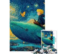 Puzzle per ragazzi da 1000 pezzi: Ragazzo che cavalca una balena sulla città Van Gogh Puzzle per adulti: gioco pratico un'opera d'arte interazione genitore-figlio (dimensioni 38x26cm)