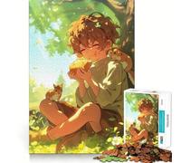 Puzzle per ragazzi da 1000 pezzi: ragazzo che mangia con gli scoiattoli,gioco divertente e rilassante,ideale per stimolare la mente e creare un'attività piacevole Regalo di Natale per il tempo libero