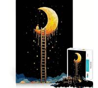 Puzzle per ragazzi da 1000 pezzi ragazzo sulla luna con scala per le stelle,taglio preciso,divertente puzzle logico,gioco rilassante,regalo di Natale artistico (38x52cm)