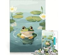 Puzzle per ragazzi da 1000 pezzi: Rana in uno stagno con ninfee, Decorazione murale, Divertimento in famiglia, Regalo di compleanno, Regalo di viaggio 50x75cm