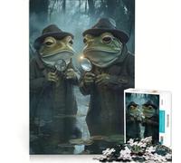Puzzle per ragazzi da 1000 pezzi "Rane Detective", giocattolo antistress, sfida impegnativa, per rafforzare l'amore tra le coppie 38x52cm