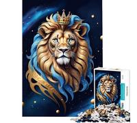 Puzzle per ragazzi da 1000 pezzi Re Leone con Corona in una Galassia Notturna Gioco Rilassante Giocattolo Intellettuale Regalo per Donne e Uomini Un'Opera d'Arte (Dimensioni 50x75cm)