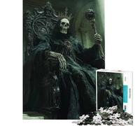 Puzzle per ragazzi da 1000 pezzi: Re scheletrico sul trono Puzzle da 1000 pezzi per la decorazione della casa giocattolo di analisi e logica compleanno (38x52cm)