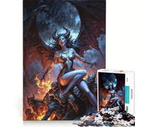 Puzzle per ragazzi da 1000 pezzi: Regina dei Demoni Lilith su un trono di teschi, gioco rilassante, decorazione per la casa, adatto per la decorazione della scrivania 38x52cm