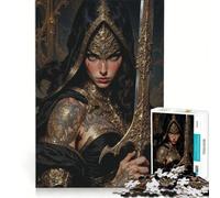 Puzzle per ragazzi da 1000 pezzi: Regina guerriera con spada dorata gioco divertente allena la mente e la manualità adatto come decorazione da scrivania 38x52cm
