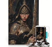 Puzzle per ragazzi da 1000 pezzi Regina guerriera con spada dorata gioco rompicapo per genitori e figli regalo di compleanno 50x75cm