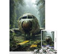 Puzzle per ragazzi da 1000 pezzi relitto di aereo invaso dalla vegetazione nella foresta gioco divertente decorazione per la casa giocattolo educativo regalo di compleanno regalo di viaggio (38x52cm)