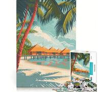 Puzzle per ragazzi da 1000 pezzi resort sulle spiagge delle Maldive gioco pratico per divertimento in famiglia ideale come regalo per tutta la famiglia 38x52cm