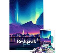 Puzzle per ragazzi da 1000 pezzi Reykjavik Islanda Aurora Boreale Paesaggio Notturno Giocattolo Educativo per l'Apprendimento Gioco per Tutta la Famiglia Regalo per Donne e Uomini (Dimensioni 75x50cm)