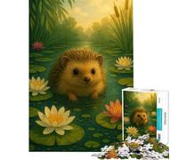 Puzzle per ragazzi da 1000 pezzi Riccio in uno stagno di ninfee Gioco rilassante e stimolante per l'intelletto ideale come regalo per uomini e donne Un'opera d'arte (dimensioni 50x75cm)