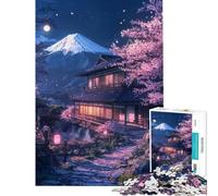Puzzle per ragazzi da 1000 pezzi Rifugio di ciliegi in fiore al chiaro di luna un puzzle impegnativo da completare compleanni e Natale 50x75cm