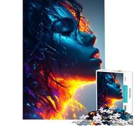 Puzzle per ragazzi da 1000 pezzi ritratto astratto blu e arancione ideale per compleanni e Natale per rafforzare i ricordi Giocattolo decorativo da parete adatto a persone dai 14 anni in su (50x75cm)