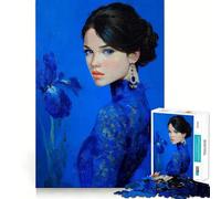 Puzzle per ragazzi da 1000 pezzi,ritratto blu con iride,incastro perfetto,gioco creativo,ideale per il tempo libero e come regalo di Natale 38x26cm